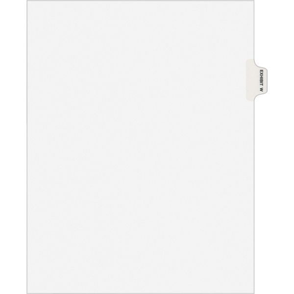 AVE01393 Avery-Style Preprinted Legal Side Tab Divider, Exhibit W, Letter, White, 25/Pack