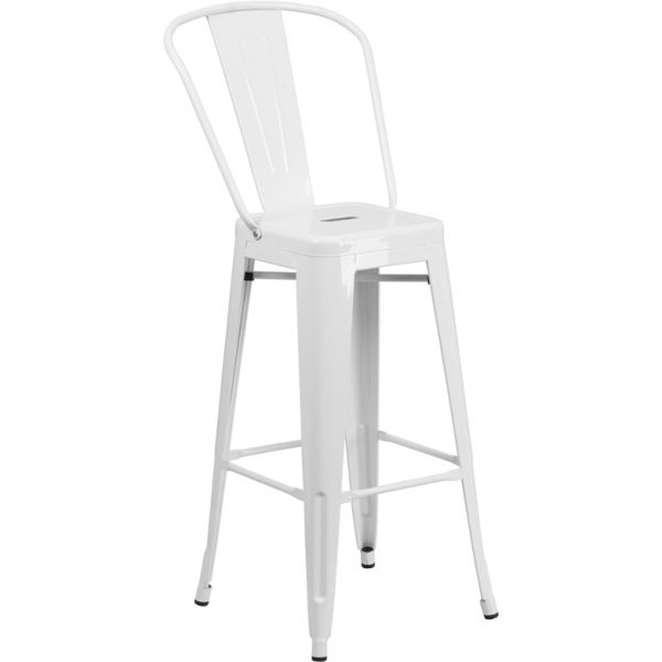 FHFCH3132030GBWHGG Flash Furniture 30'' High Indoor-Outdoor Barstool with Back
