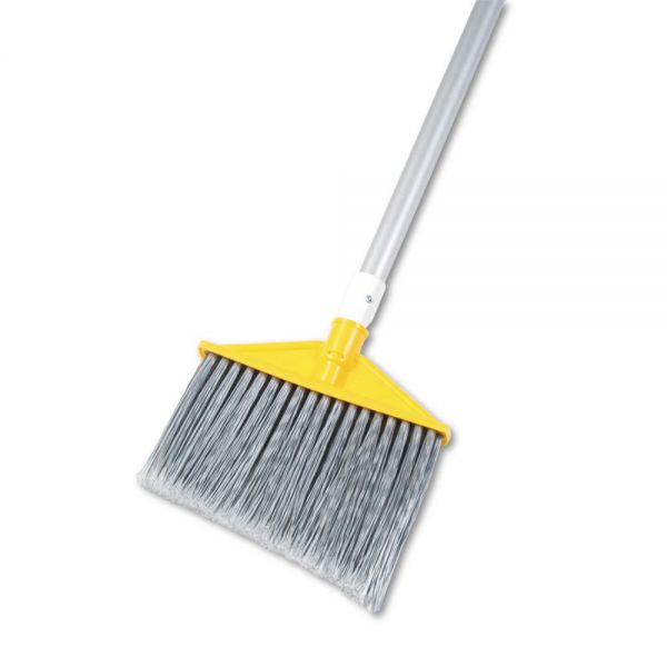 RCP6385GRA Rubbermaid Commercial Angled Large Brooms, Poly Bristles, 48 7/8" Aluminum Handle, Silver/Gray