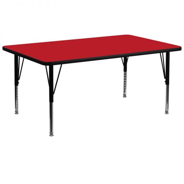 FHFXUA3072RECREDHPGG Flash Furniture Height Adjustable Rectangular Activity Table
