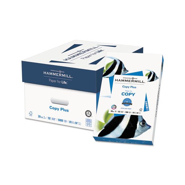 HAM105015 Hammermill Copy Plus Copy Paper, 92 Brightness, 20 lb, 8 1/2 x 14, White, 500 Sheets/Ream