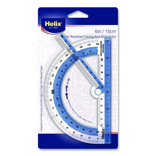 Maped Helix 180 Degree Shatter Resistant Swing Arm Protractor, 6