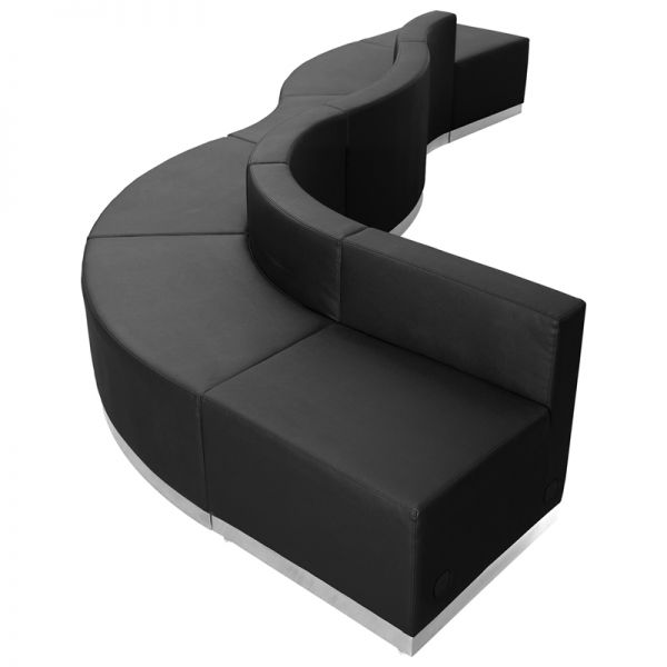 FHFZB803580SETBKGG Flash Furniture HERCULES Alon Series Black Leather Reception Configuration, 6 Pieces