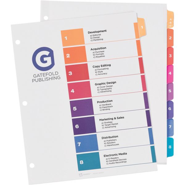AVE13155 Avery Ready Table Of Contents Numbered Index Dividers