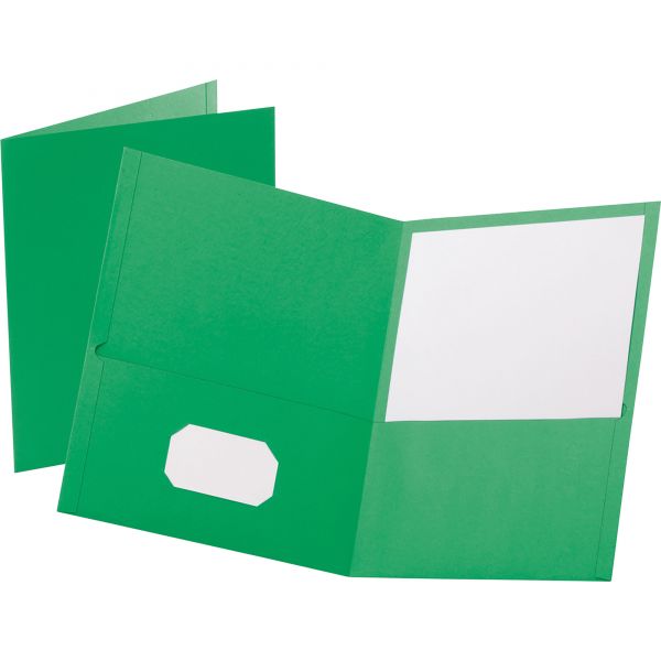 OXF57503 Oxford Twin-Pocket Folder, Embossed Leather Grain Paper, Light Green, 25/Box