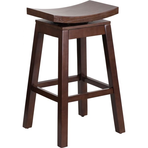 FHFTASADDLE1GG Flash Furniture 30'' High Saddle Seat Barstool with Auto Swivel Seat Return