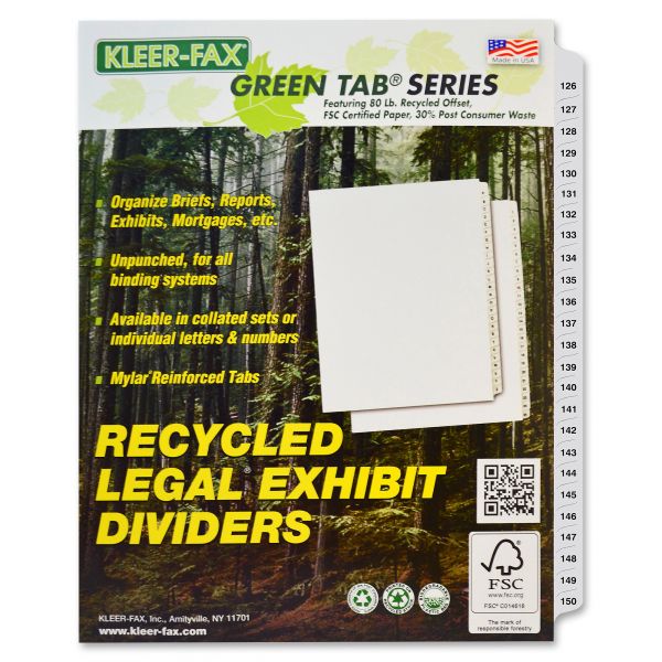 KLF83126 Kleer-Fax 80000 Series Side Tab Legal Index Dividers