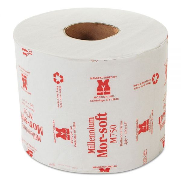 MORM750 Morcon Paper Morsoft Millennium Individually Wrapped Toilet Paper, 2-Ply, White, 4 1/2 x 4 Sheet, 750 Sheets/Roll, 48 Rolls/Carton