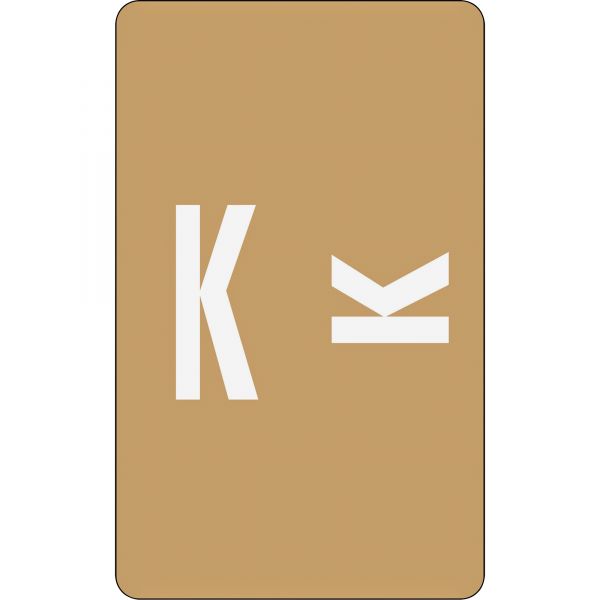 SMD67181 Smead Alpha-Z Color-Coded Second Letter Labels, Letter K, Light Brown, 100/Pack