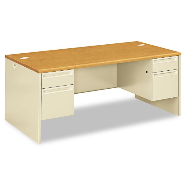 HON38180CL HON 38000 Series Double Pedestal Desk, 72w x 36d x 29-1/2h, Harvest/Putty