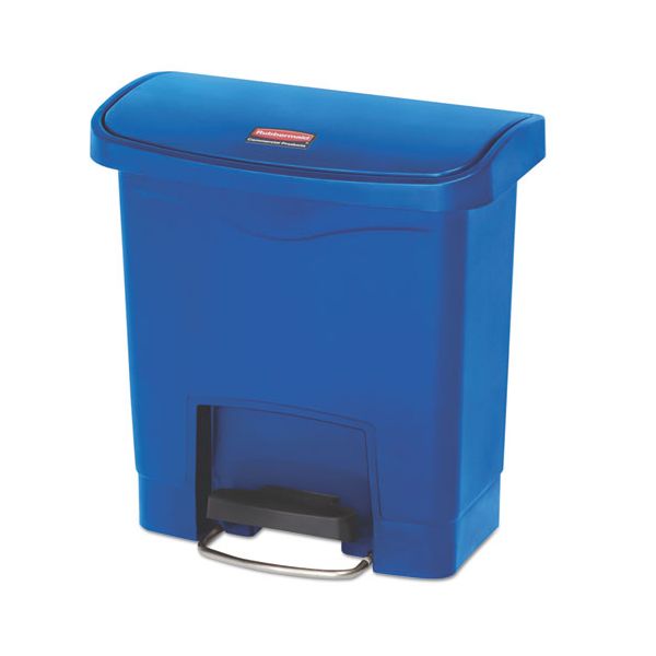 RCP1883590 Rubbermaid Commercial Slim Jim Resin Step-On Container, Front Step Style, 4 gal, Blue