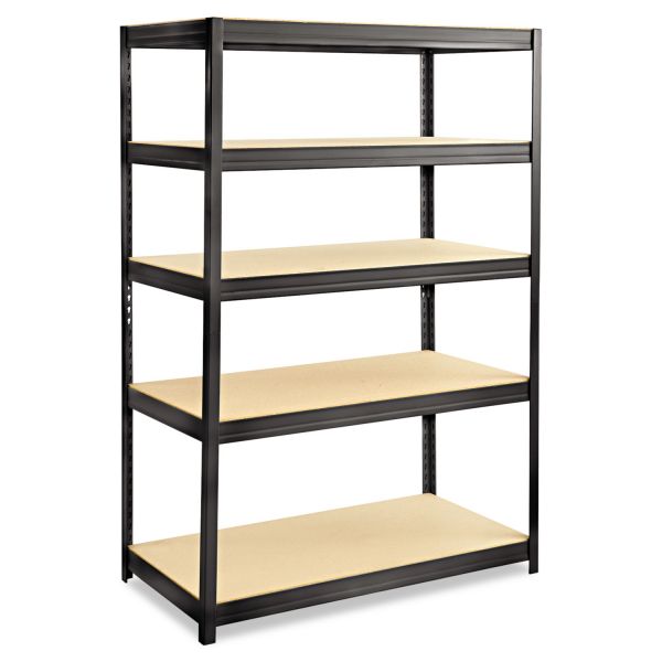 SAF6244BL Safco Boltless Steel/Particleboard Shelving, Five-Shelf, 48w x 24d x 72h, Black