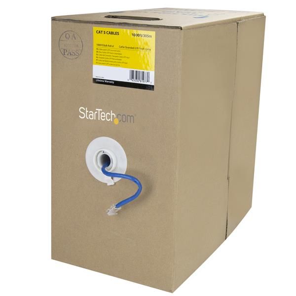 SYNX2460552 StarTech.com 1000 ft Bulk Roll of Blue Cat5e Stranded UTP Patch Cable