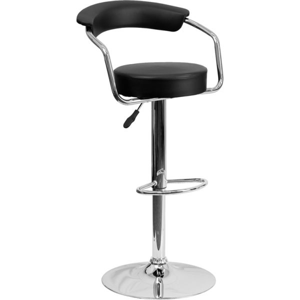 FHFCHTC31060BKGG Flash Furniture Contemporary Barstool with Arms