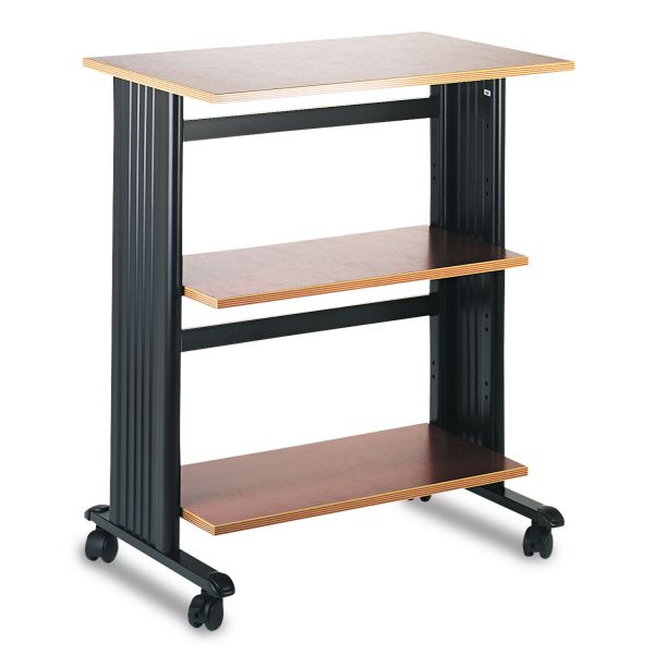 SAF1881CY Safco Muv Mobile Machine Cart, Three-Shelf, 29-1/2w x 20d x 35h, Cherry/Black