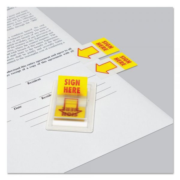UNV99005 Universal Arrow Page Flags, "Sign Here", Yellow/Red, 2 Dispensers of 50 Flags/Pack