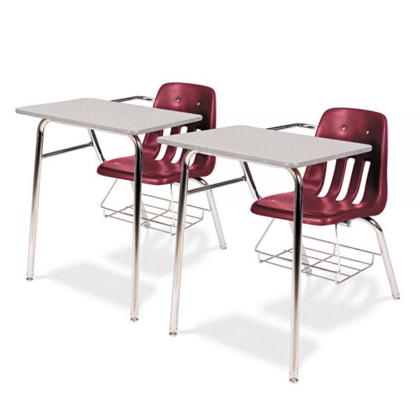 VIR9400BR50091 Virco 9400 Series Chair Desk, 21w x 33-1/2d x 30h, Gray Nebula/Wine, 2/Carton