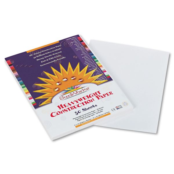 PAC9203 SunWorks Construction Paper, 58 lbs., 9 x 12, White, 50 Sheets/Pack
