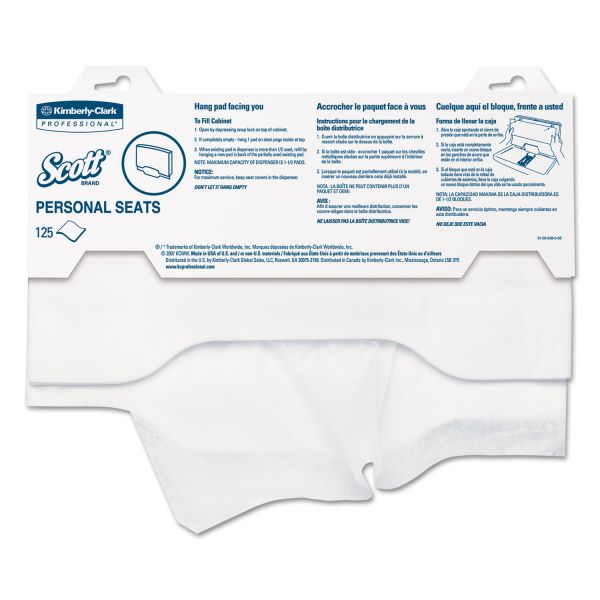 KCC07410PK Scott Personal Seats Sanitary Toilet Seat Covers, 15" x 18", 125/Pack
