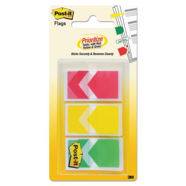 MMM682ARRRYG Post-it Flags Arrow 1" Prioritization Page Flags, Red/Yellow/Green, 60/Pack
