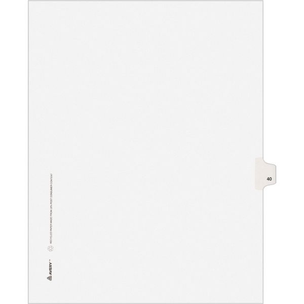 AVE01040 Avery-Style Legal Exhibit Side Tab Divider, Title: 40, Letter, White, 25/Pack