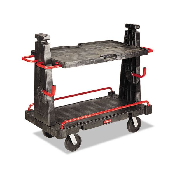RCP4465 Rubbermaid Commercial A-Frame Panel Convertible Truck, 2000lb Cap, 27 1/4 x 50 1/4 x 49 1/2, Black/Red