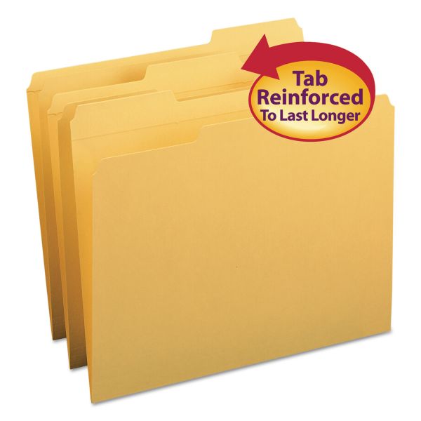 SMD12234 Smead File Folders, 1/3 Cut, Reinforced Top Tab, Letter, Goldenrod, 100/Box
