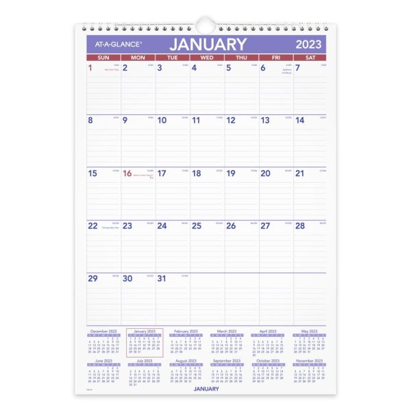 AT-A-GLANCE Monthly 2023 RY Wall Calendar, Medium, 12" x 17