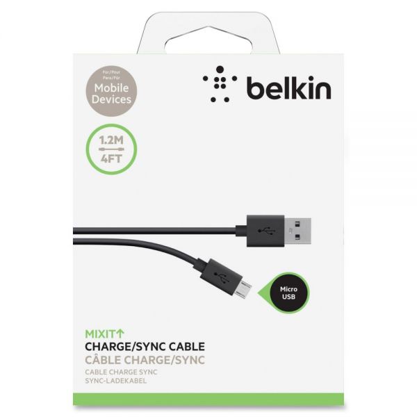 BLKF2CU012BT04 Belkin Tangle Free Micro USB ChargeSync Cable