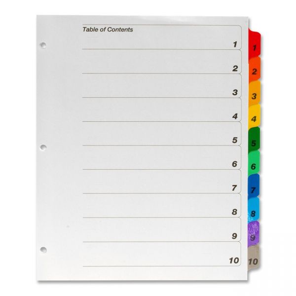 KLF41910 Kleer-Fax Binder Index 10-Tab Numbered Dividers With Table Of Contents Page