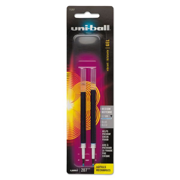SAN71207PP uni-ball Refill for uni-ball Signo Gel 207, Medium, Blue Ink, 2/Pack