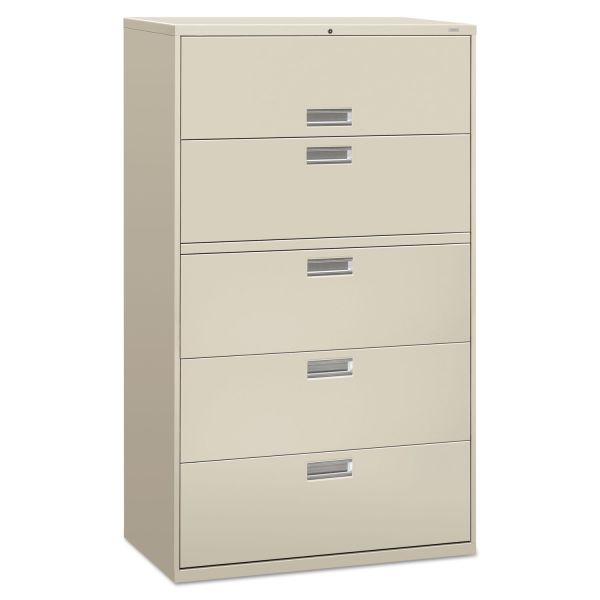 HON695LQ HON 600 Series Five-Drawer Lateral File, 42w x 19-1/4d, Light Gray