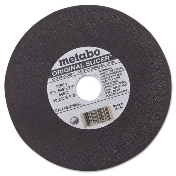 MEB55339 metabo ORIGINAL SLICER Cutting Wheel, 6" x .04" x 7/8", Type 1, A60TZ