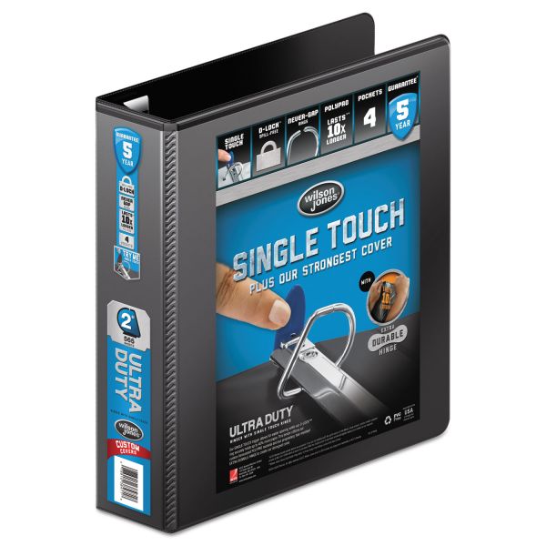 WLJ86621 Wilson Jones Ultra Duty 3-Ring View Binder w/Extra-Durable Hinge, 2" Capacity, D-Ring, Black