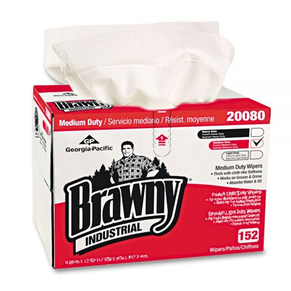 GPC2008003 Georgia Pacific Professional Brawny Industrial Premium DRC Wipes, Paper, 12-1/2 x 16-3/4, White, 152/Box