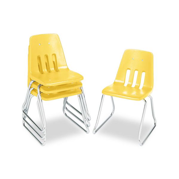 VIR961847 Virco 9600 Classic Series Classroom Chairs, 18" Seat Height, Squash/Chrome, 4/Carton