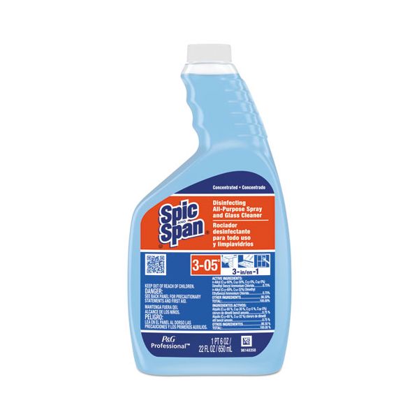 PGC08636 Spic and Span Disinfecting All-Purpose Spray & Glass Cleaner, Concentrate Liquid, 22oz, 3/CT
