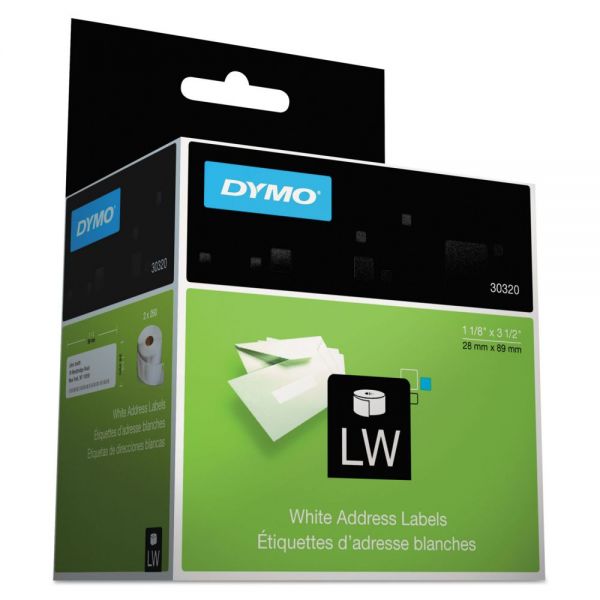 DYM30320 DYMO LabelWriter Address Labels, 1 1/8 x 3 1/2, White, 260 Labels/Roll, 2 Rolls/Pack