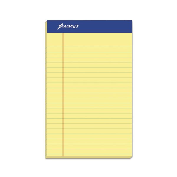 TOP20204 Ampad Perforated Writing Pad, Narrow, 5 x 8, Canary, 50 Sheets, Dozen