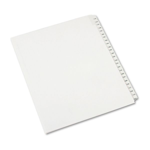AVE82190 Avery Allstate-Style Legal Exhibit Side Tab Dividers, 25-Tab, 176-200, Letter, White