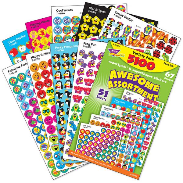 Colorful Sparkle Smiles Stickers Value Pack (1300 Stickers)