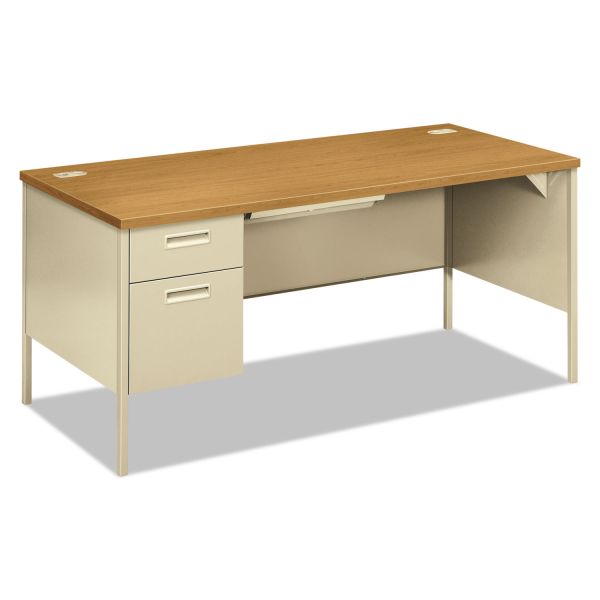 HONP3266LCL HON Metro Classic Left Pedestal Desk, 66w x 30d, Harvest/Putty