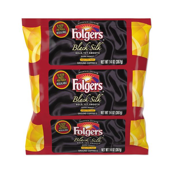 FOL00016 Folgers Coffee Filter Packs, Black Silk, 1.4 oz Pack, 40Packs/Carton