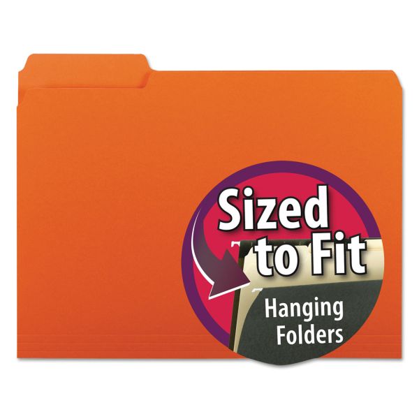 SMD10259 Smead Interior File Folders, 1/3 Cut Top Tab, Letter, Orange, 100/Box