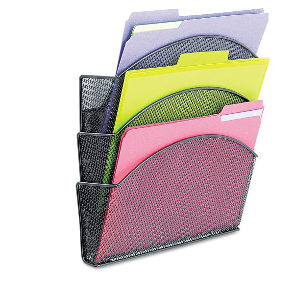 SAF4175BL Safco Onyx Magnetic Mesh Panel Accessories, 3 File Pocket, 13 x 4 1/3 x 13 1/2. Black