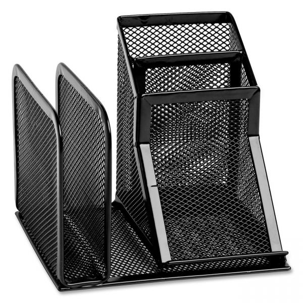 ROL22171 Rolodex Wire Mesh Desk Organizer with Pencil Storage, 5 3/4 x 5 1/8 x 5 1/8, Black