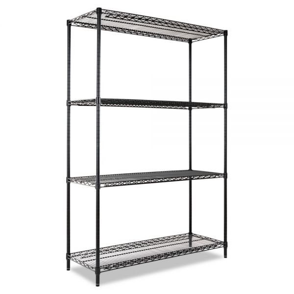 ALESW504818BL Alera Industrial Heavy-Duty Wire Shelving Starter Kit, 4-Shelf, 48w x 18d x 72h, Black