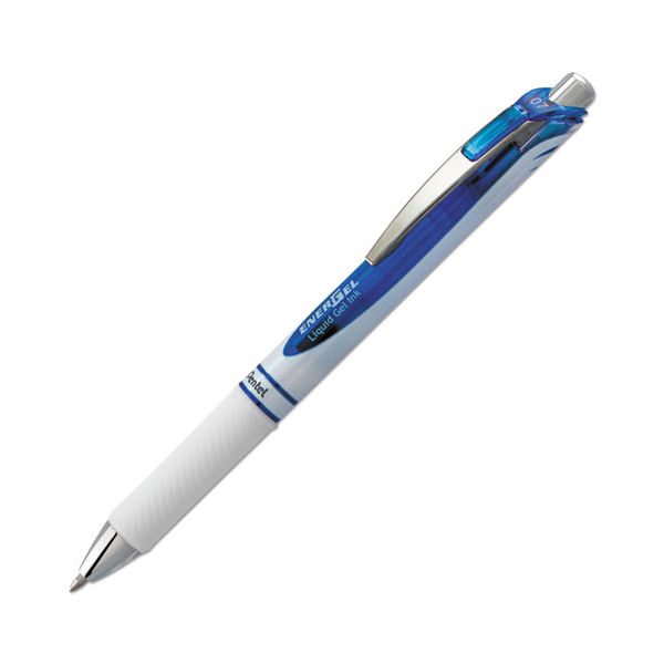 PENBL77PWC Pentel EnerGel RTX Retractable Liquid Gel Pen, .7mm, White/Blue Barrel, Blue Ink