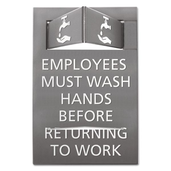 AVT91100 Advantus Pop-Out ADA Sign, Wash Hands, Tactile Symbol, Plastic, 6 x 9, Gray/White