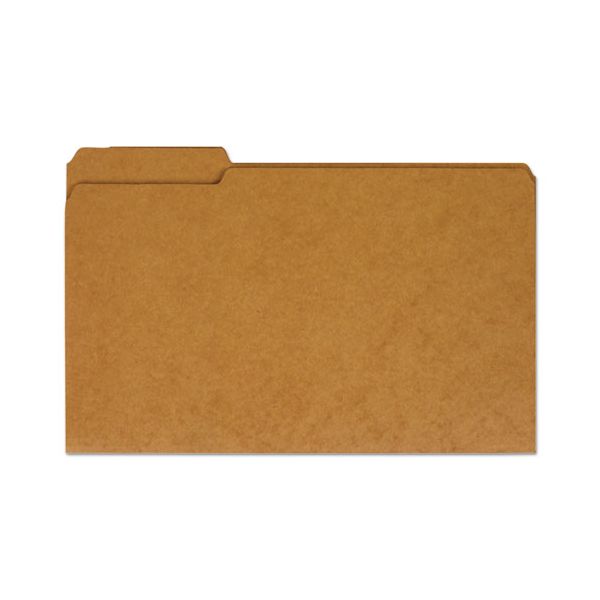 UNV16143 Universal Kraft File Folders, 1/3 Cut Assorted, Top Tab, Legal, Kraft, 100/Box